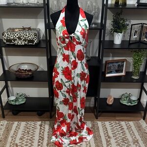 Fashion Nova Red Floral Maxi Dress